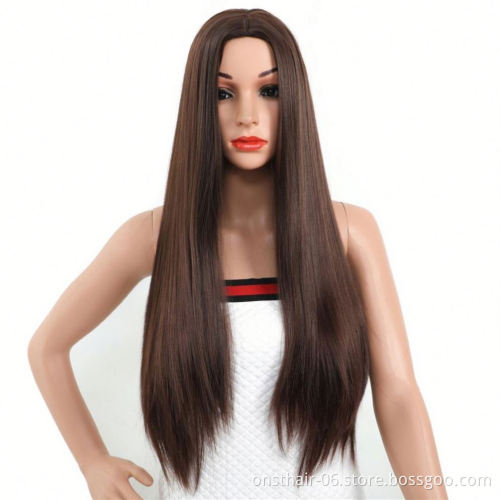 MYZYR straight hair high-quality synthetic wigs, 30-inch heat-resistant wigs of various colors, noble golden synthetic wigs